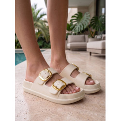 Calx Zenne EZ1340 Çift Toka Eva Cross Terlik Cream