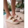 Calx Zenne EZ1340 Çift Toka Eva Cross Terlik Cream