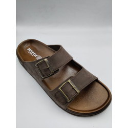 Witta Merdane 54201 Çift Toka Kutulu Günlük Terlik Kahverengi